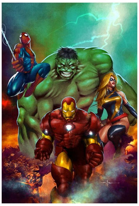 Spiderman Hulk Ironman And Ms Marvel Marvel Comics Superheroes