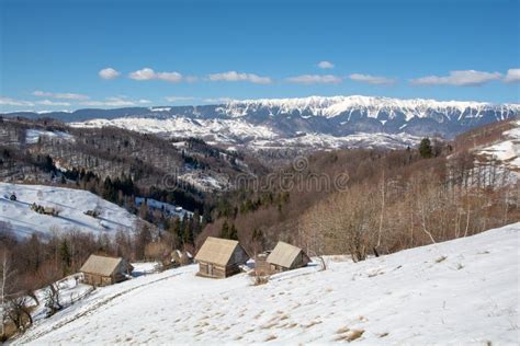 Transylvania Winter In Carpathian Mountains Landscape Of Romania Stock