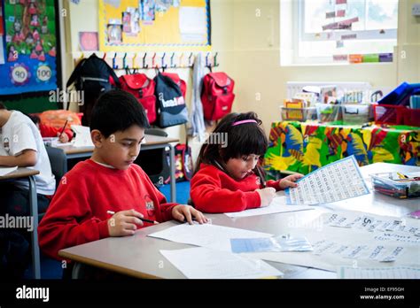 Children Studying In London Primary School Class Uk Stock Photo