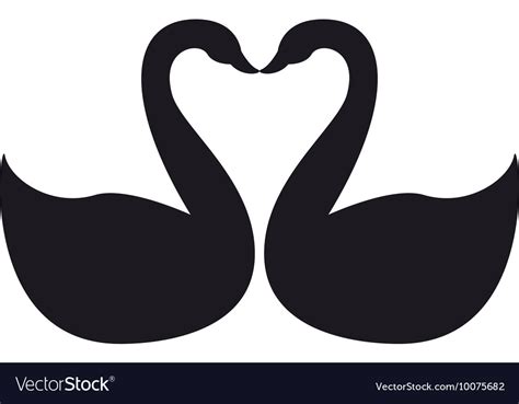 Swans Birds Silhouettes Icon Royalty Free Vector Image