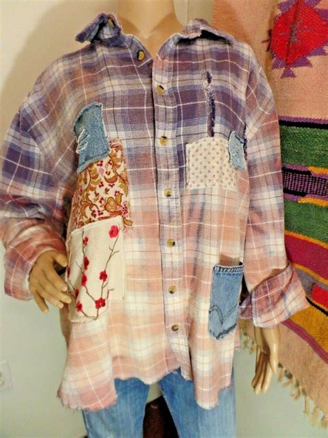 Pin On Upcycled Flannel Shirts Hippie Boho Grunge ☮ By Bird ☮