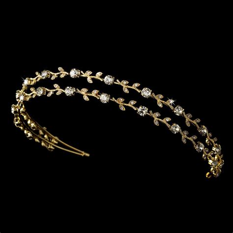 Gold Rhinestone Double Headband Gold Or Silver Pearl Bridal