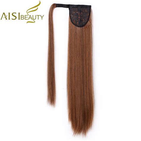 Aisi Beauty Synthetic Straight Ponytails For Women Long Wrap On Natural