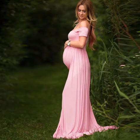 Puseky Maternity Dress Photo Shoot Maxi Maternity Gown Split Front Maternity Gown Sexy Maternity