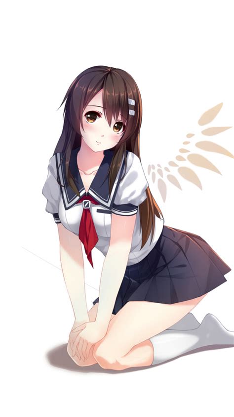 Download Cute Anime Girl School Uniform Art Wallpaper