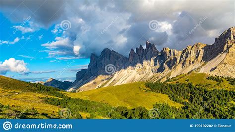 Amazing Landscape Of The Dolomites Alps Location Odle Mountain Range