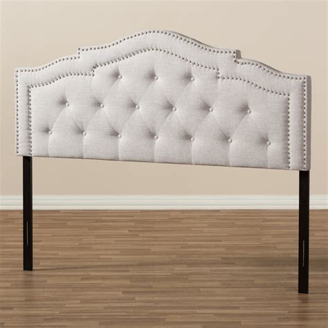 Edith Modern Light Gray Button Tufted Fabric Arched Headboard