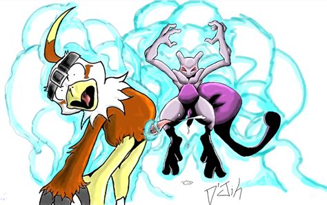 rule 34 color crossover cum digimon feral hawkmon interspecies male male only mewtwo multiple