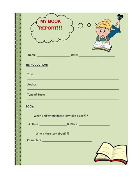 Book Report Template Kindergarten