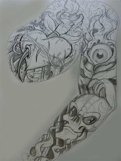 Roughs For Tattoo Sleevepanel By Chrisxart Chest Tattoo Drawings