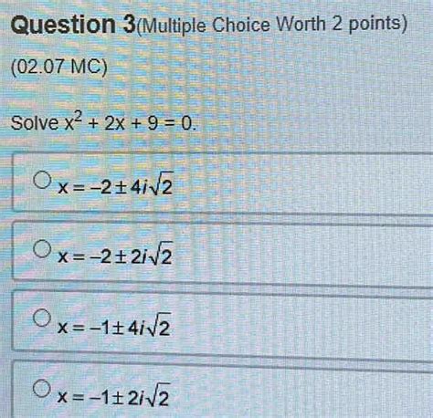 Solved Question Multiple Choice Worth Points Mc Solve X X X Isqrt