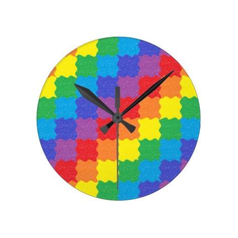 Wavy Rainbow Squares Clock Square Clocks Clock Wall Clock