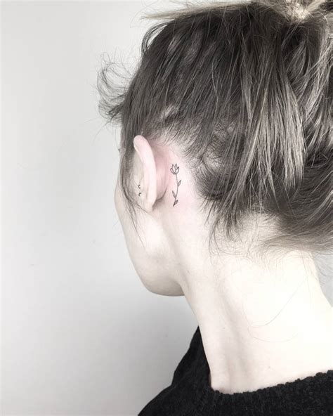 Beautiful Floral Tattoos Behind The Ear
