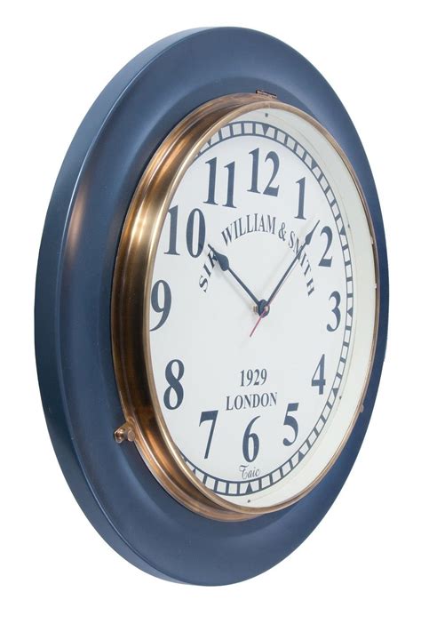 Large Blue And Brass Wall Clock Wall Clocks Clocks And Calendars