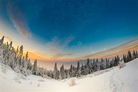 Beautiful Winter Sunrise Photo Taken In Mountains Stock Image Image