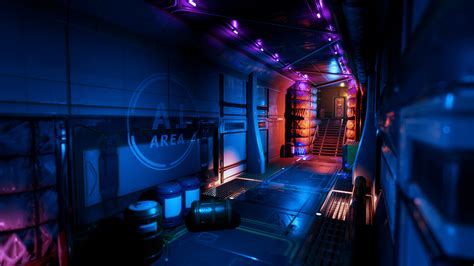 Artstation Sci Fi Plane Hangar Lighting Study