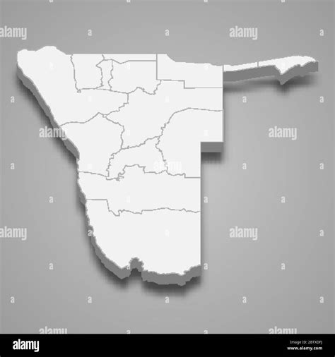 3d Karte Von Namibia Mit Grenzen Von Regionen Stock Vektorgrafik Alamy