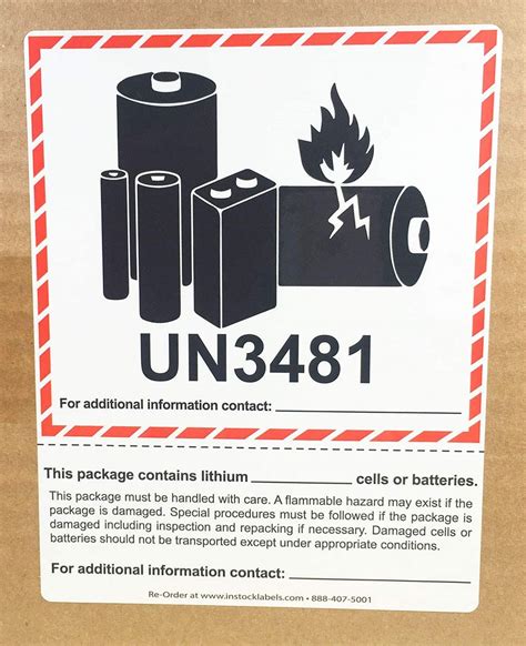 Packing And Shipping Un3481 Class 9 Lithium Ion Batteries Contained In Equipment 500 Total Labels