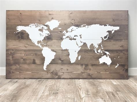 Super Huge Large Rustic World Map Made Of Wood For Traveller Etsy