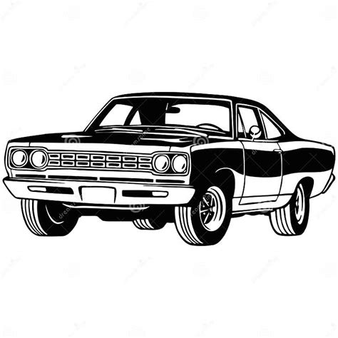 Muscle Car Old Usa Classic Car 1960s Muscle Car Stencil Vector