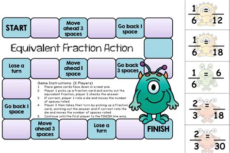 10 Printable Fraction Board Games For Equivalent Fractions