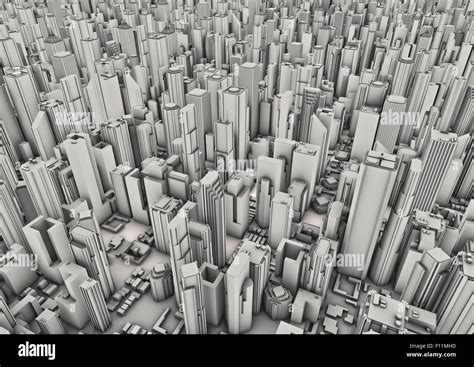 City Background 3d Render Of Aerial View Of Modern City Stock Photo