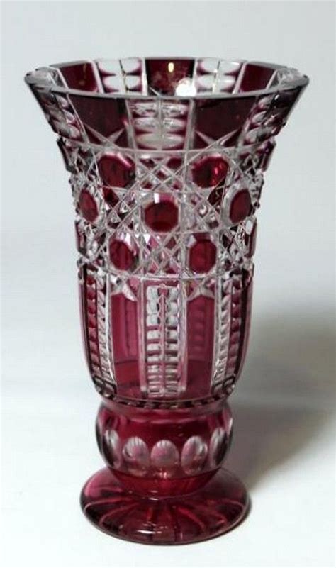 Ruby Cut Glass Bohemia Crystal Vase European Glass