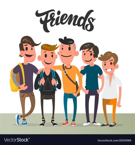 Cartoon Guys Five Best Friends Student Characters Download A Free