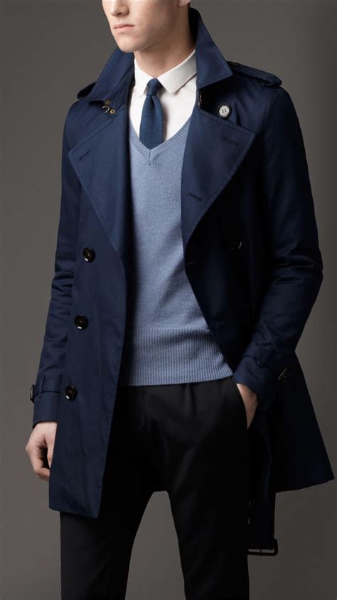 Blue Trenchcoat Blue Sweater Mens Outfits Trench Coat Men Mens