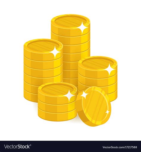 Stack Gold Coins Isolated Cartoon Royalty Free Vector Image