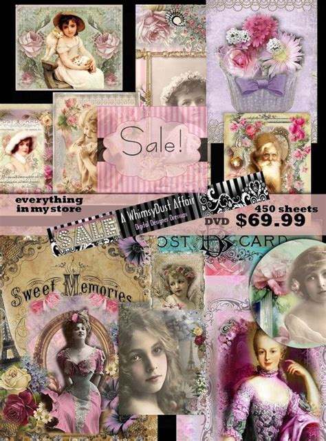 Sale Dvd Over 450 Digital Collage Sheets Vintage Shabby Chic