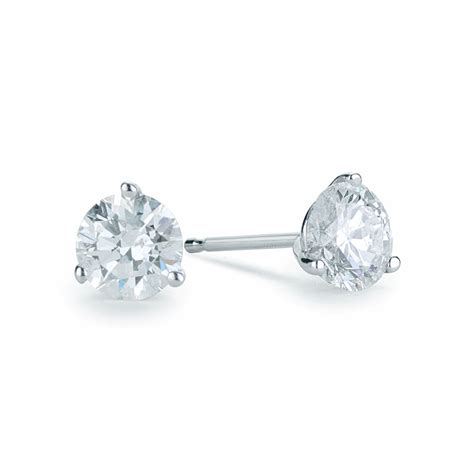 1 00 CTTW Round 3 Prong Martini Style Diamond Studs New York Jewelers