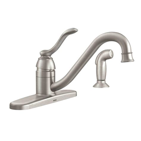 The free movement of the loose base can cause rupture to the water supplying lines of the valve which will lead to leakage. MOEN Banbury Single-Handle Standard Kitchen Faucet with ...