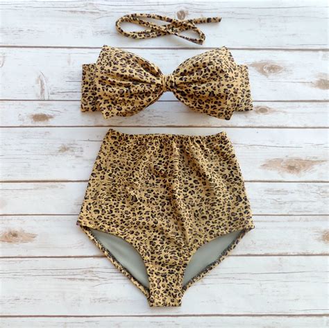 Leopard Bikini Set High Waisted Cheetah Animal Print Etsy
