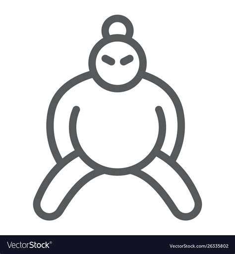 Sumo Line Icon Asian And Character Japanese Vector Image