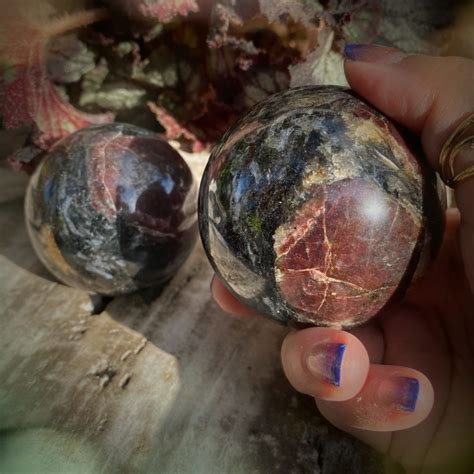 Arfvedsonite With Garnet Manifestation Spheres For Making Dreams Reality
