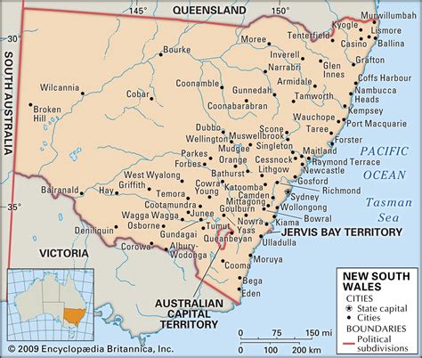 Map Of New South Wales Australia With Cities