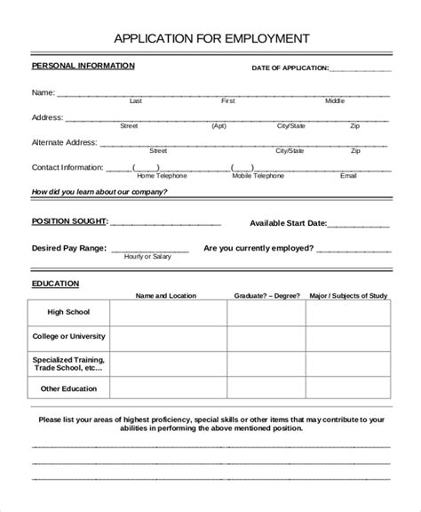 Employment history forms are actually used to protect the business and its rights. FREE 10+ Sample Application Forms in MS Word | PDF