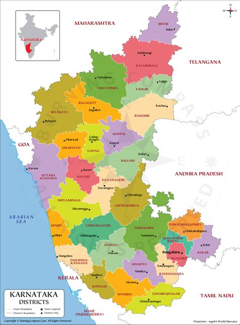 Karnataka District Map, Karnataka Political Map