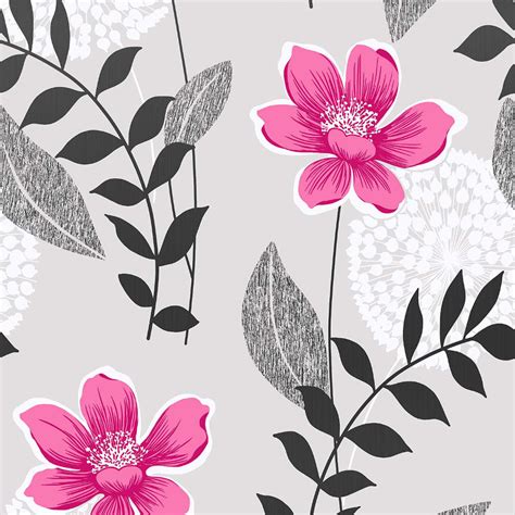 Download Grey And Pink Floral Wallpaper Gallery