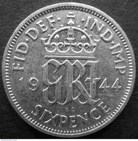 Sixpence 1944 George Vi 1936 1952 Great Britain Coin 8711