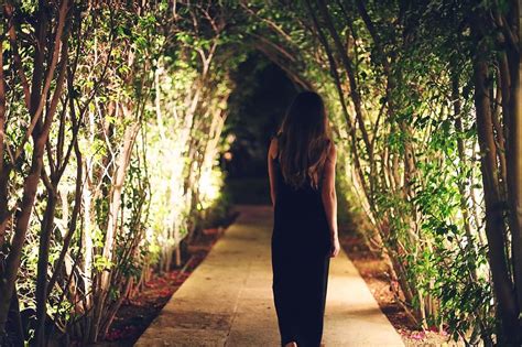 People Female Woman Girl Walking Alone Path Trees Plant Nature