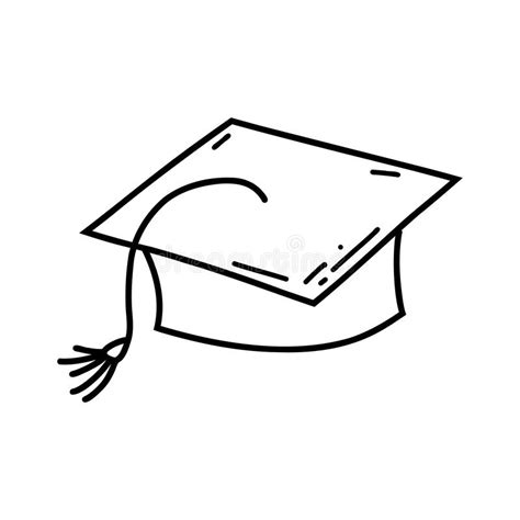 Hand Drawn Doodle Square Academic Cap Icon Vector Sketch Illustration