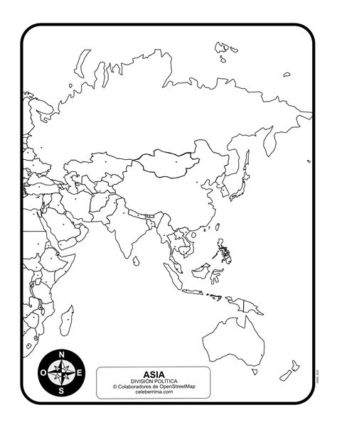 Asia Mapa Sin Nombres Estudiar