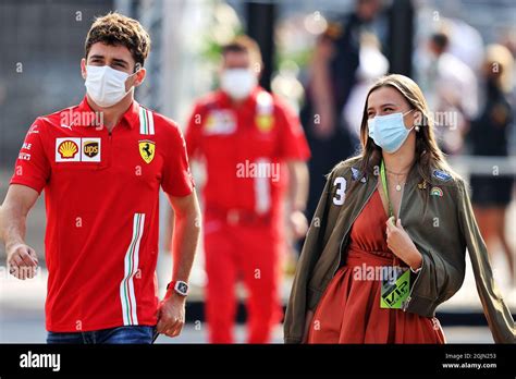 Monza Italy 11th Sep 2021 Charles Leclerc Mon Ferrari With His Girlfriend Charlotte Sine