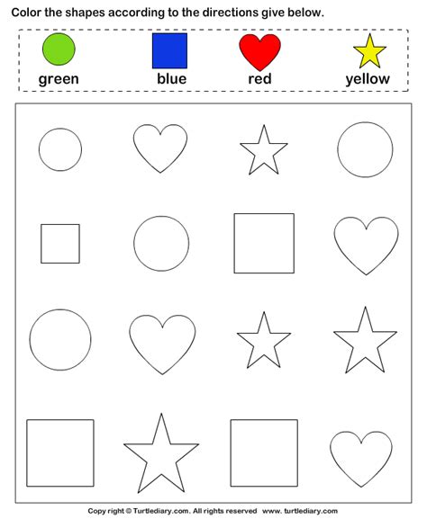 Color The Shape Worksheet 3  Turtle Diary