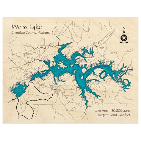 Weiss Lake 3d Custom Wood Map Lake Art Llc