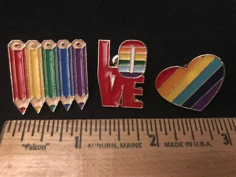 Set Of 3 Lgbtq Piece Rainbow Pride Pin Enamel Pin Gay Lesbian Etsy