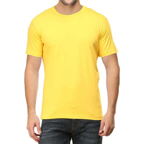 Light Yellow Plain Round Neck T Shirt Tanshar