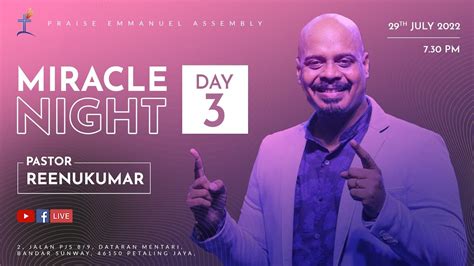 Miracle Night Day 3 Pastor Reenukumar Pea 24th Anniversary Youtube